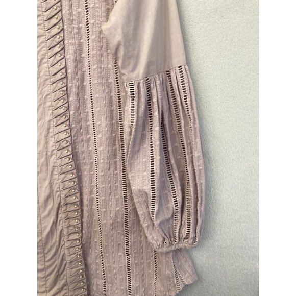 Sana Abbas Beaded Tunic Top Blouse Women's Size Small Lavender Purple Pleated - Picture 7 of 8